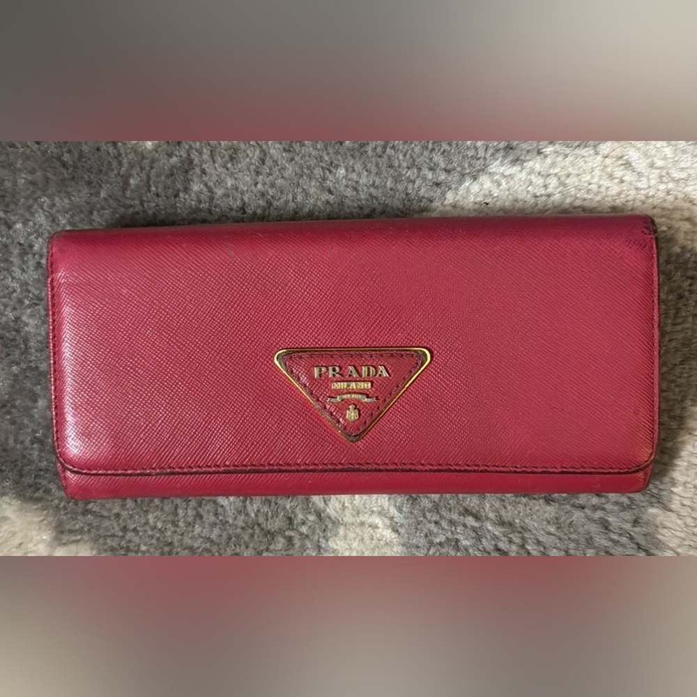 PRADA SAFFIANO LEATHER  LONG WALLET Pink
